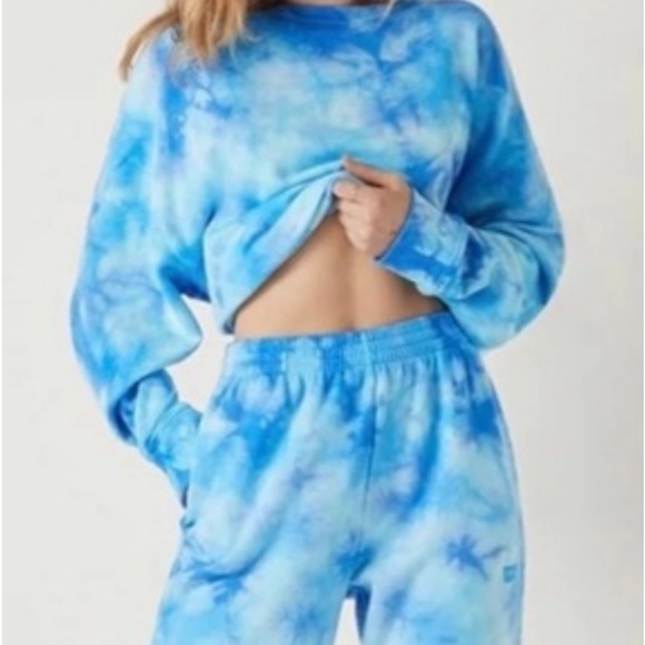 Vs pink high waist campus jogger fleece crew sweatshirt skyline blue tie dye - Picture 15 of 15